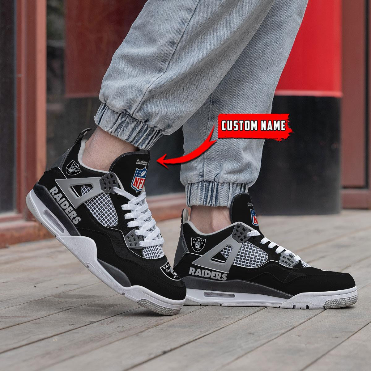 Las Vegas Raiders Personalized AJ4 Sneaker BG328