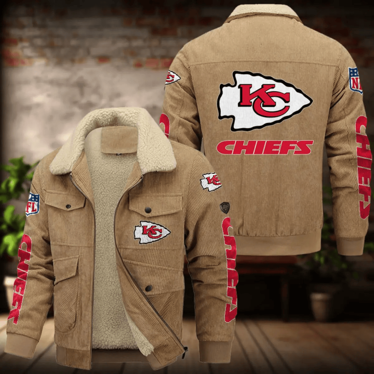 Kansas City Chiefs Men's Thickened Corduroy Jacket ANZANZTCJ016