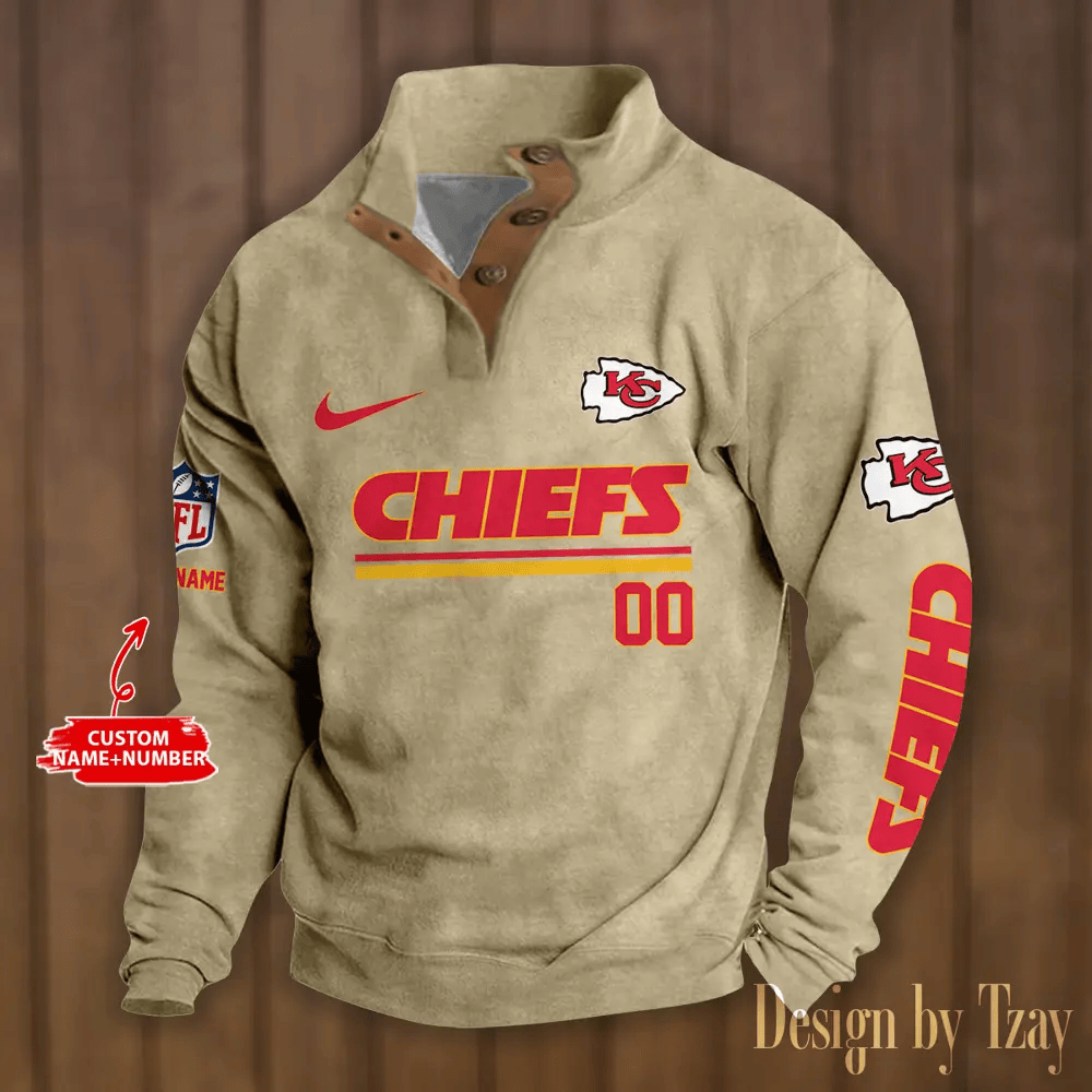 Kansas City Chiefs Premium Stand-Collar Game-Day Pullover - Engineered Warmth & Personalized Name S9DBSCH080