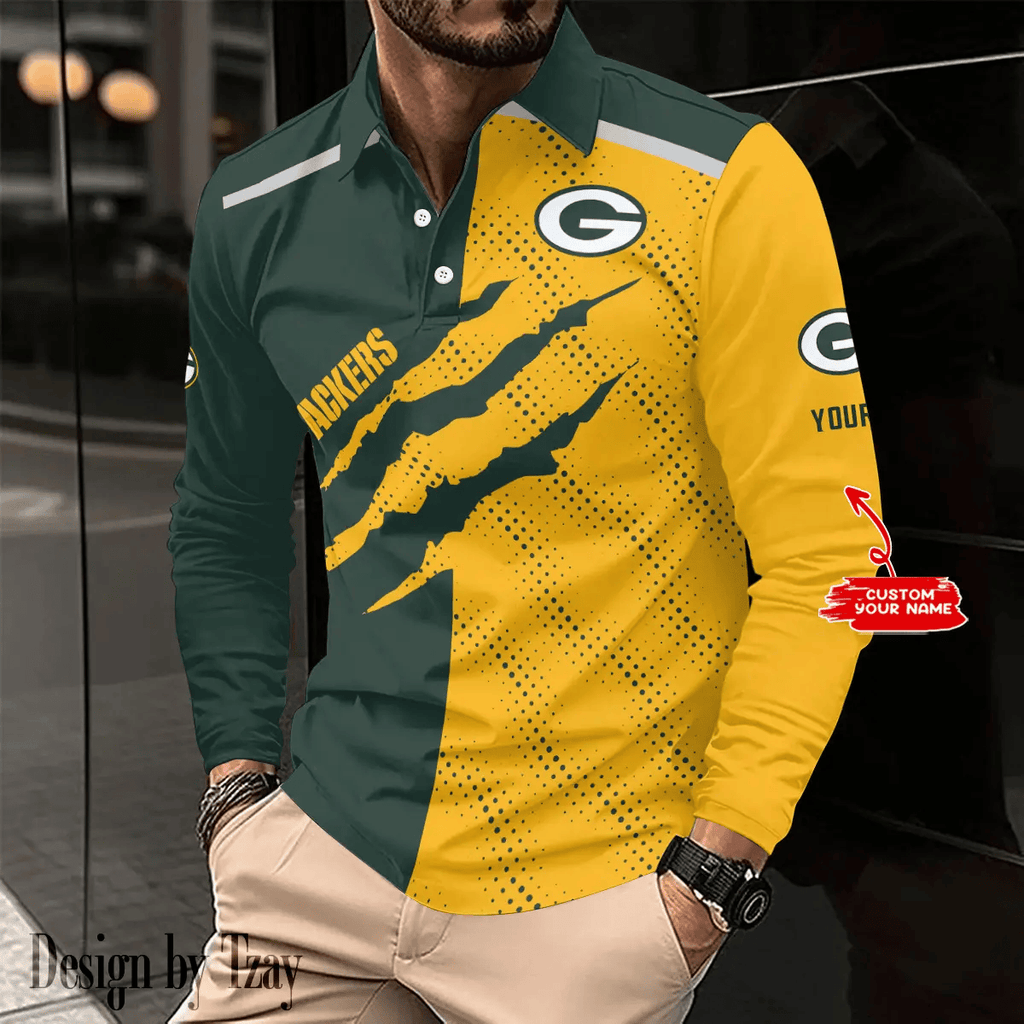 SPTLSPS066- Green Bay Packers Long Sleeve Zip | Polo Shirt DV7