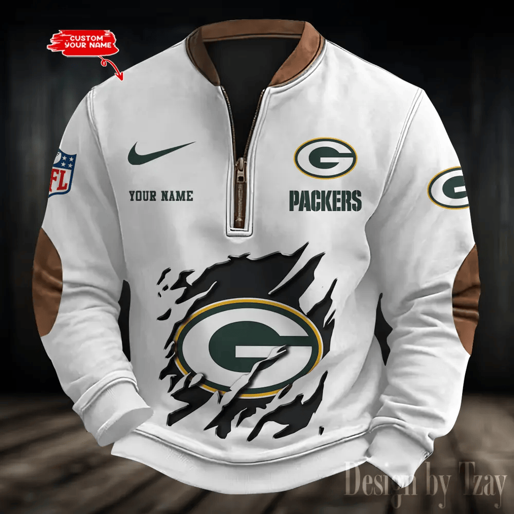 S9MPZNS012-Green Bay Packers Premium Personalized Game-Day Quarter-Zip