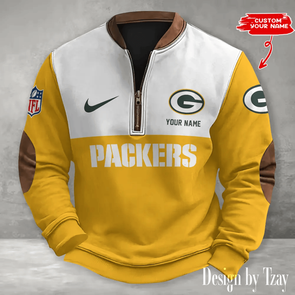 S9MPZNS121-Green Bay Packers Premium Personalized Game-Day Quarter-Zip