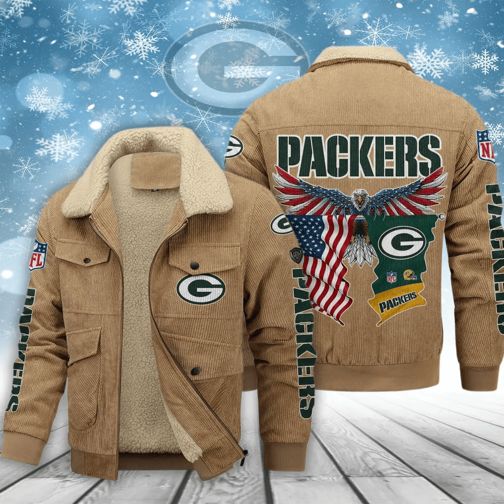 Green Bay Packers VITCJ084 Men’s Thickened Corduroy Jacket