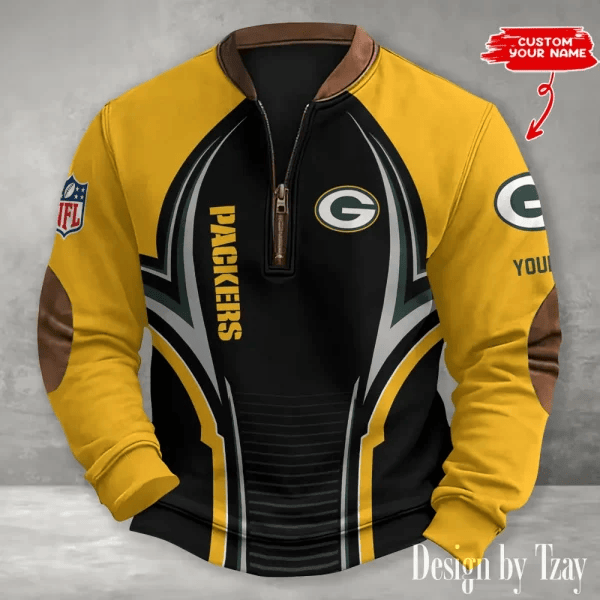 S9MPZNS108-Green Bay Packers Premium Personalized Game-Day Quarter-Zip