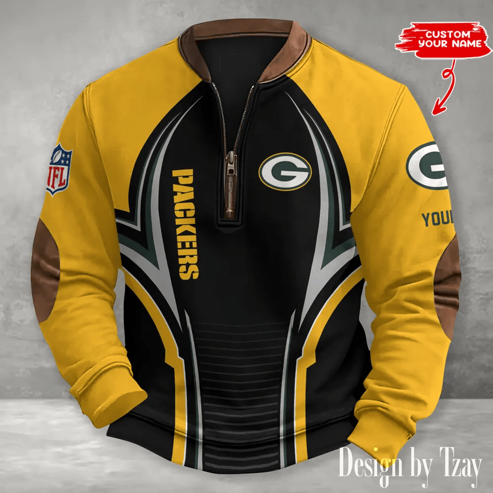 S9MPZNS108-Green Bay Packers Premium Personalized Game-Day Quarter-Zip