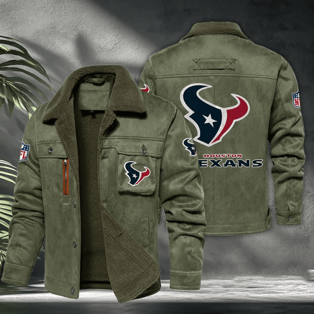 Houston Texans PURHLA013 Fur Collar Winter Casual Jacket
