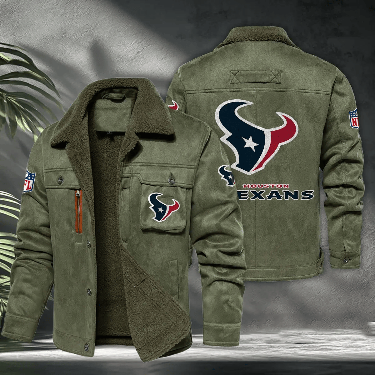 Houston Texans PURHLA013 Fur Collar Winter Casual Jacket
