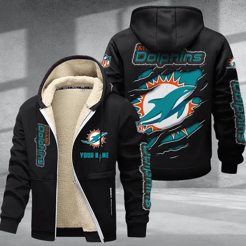Miami Dolphins DMTZ0373 Premium Thick Zip-Up Hoodie