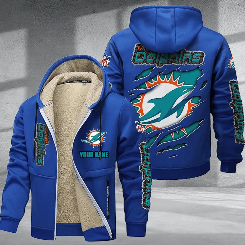 Miami Dolphins DMTZ0373 Premium Thick Zip-Up Hoodie