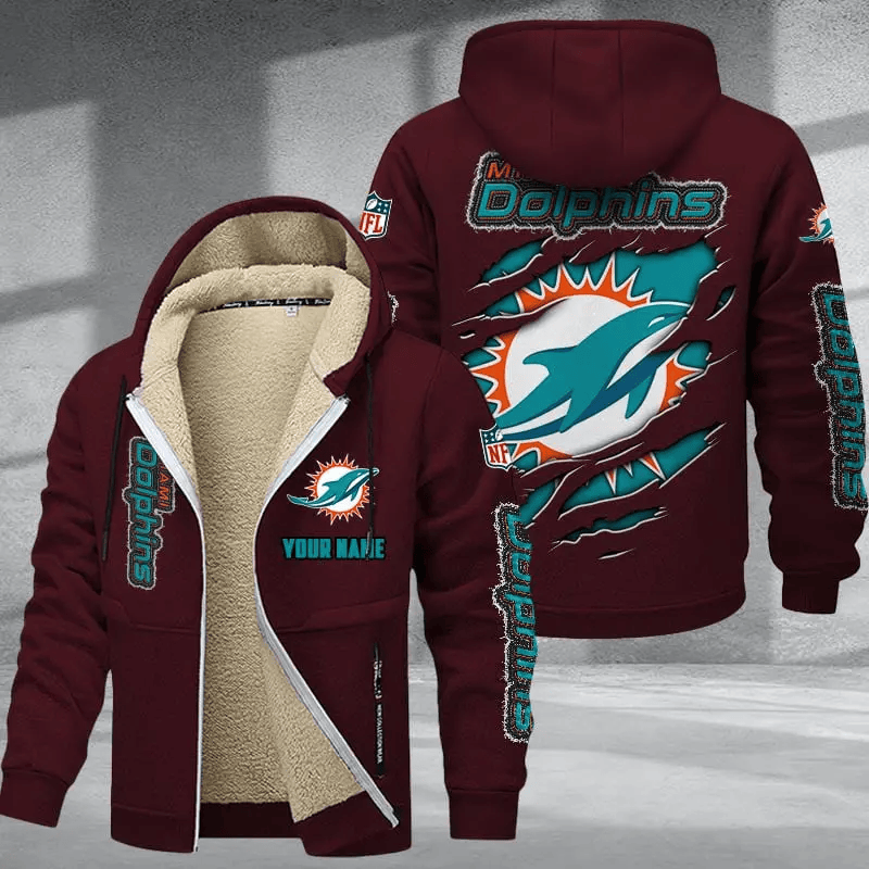 Miami Dolphins DMTZ0373 Premium Thick Zip-Up Hoodie