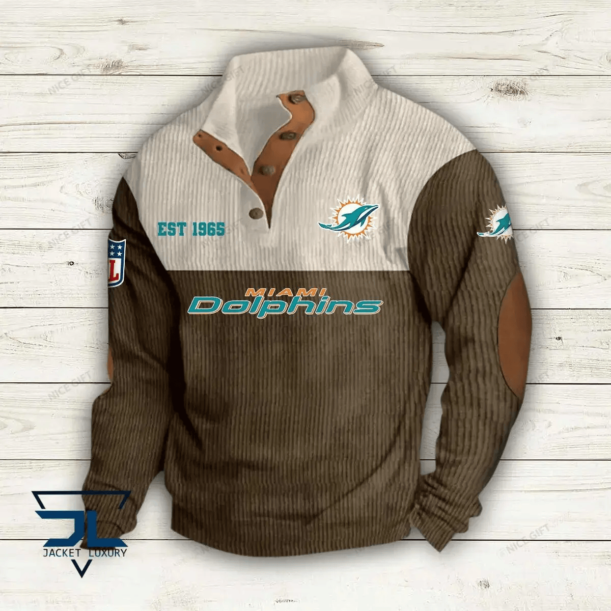 NFL Miami Dolphins Color Block Stand Collar Sweatshirt CBSCS-H7S2D4