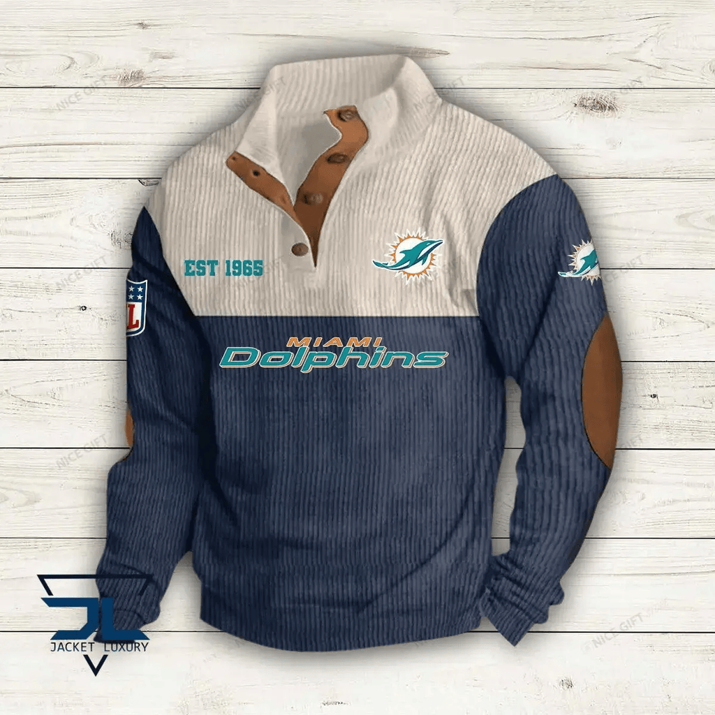NFL Miami Dolphins Color Block Stand Collar Sweatshirt CBSCS-H7S2D4
