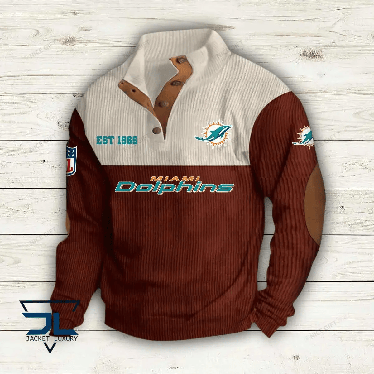 NFL Miami Dolphins Color Block Stand Collar Sweatshirt CBSCS-H7S2D4