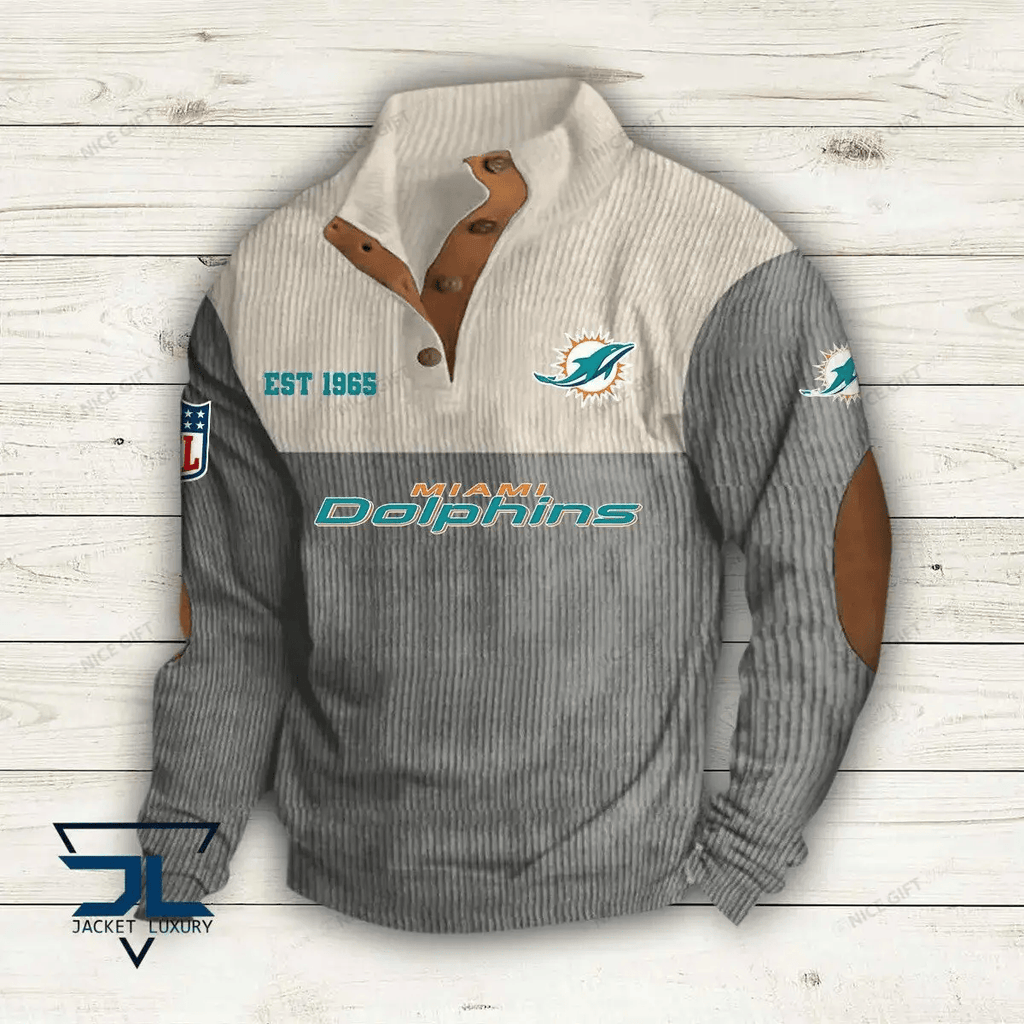 NFL Miami Dolphins Color Block Stand Collar Sweatshirt CBSCS-H7S2D4