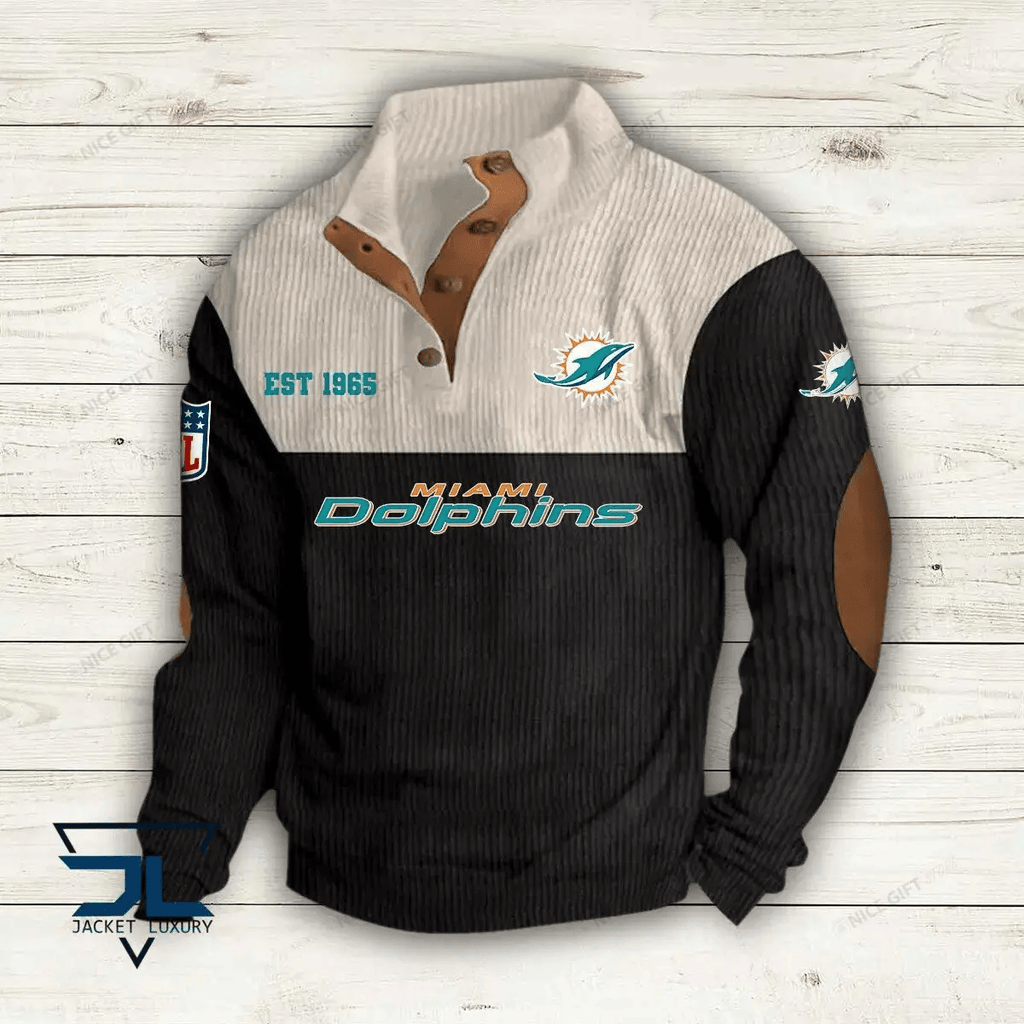 NFL Miami Dolphins Color Block Stand Collar Sweatshirt CBSCS-H7S2D4