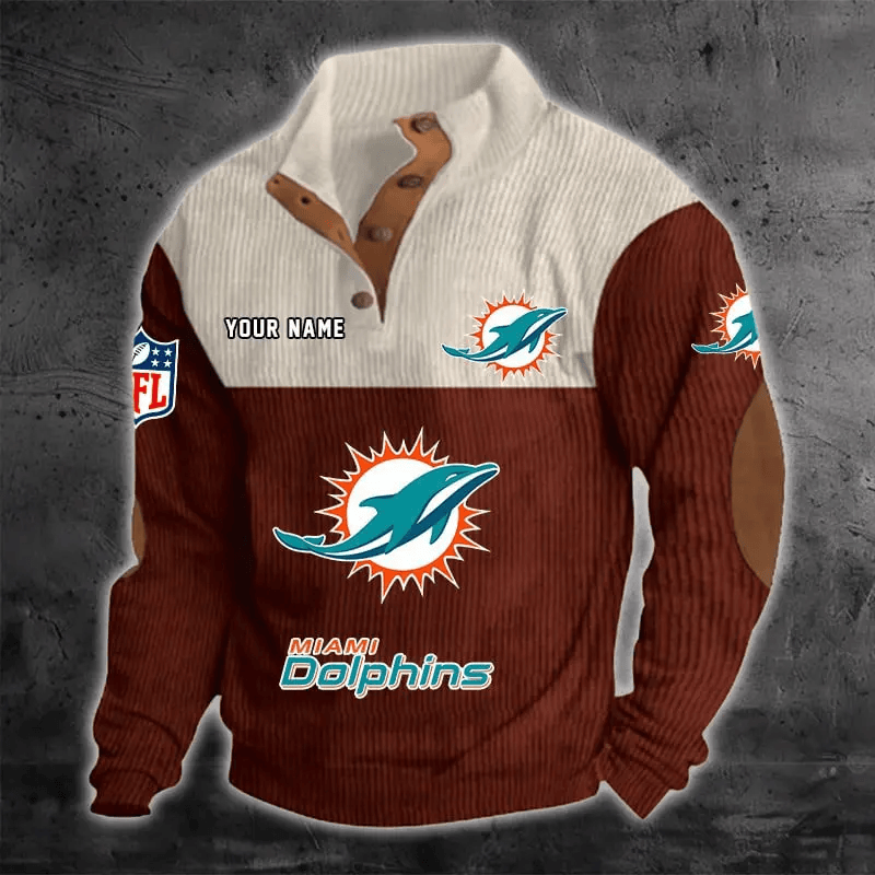 Miami Dolphins S9DBSCH1220 Color Block Stand Collar Sweatshirt