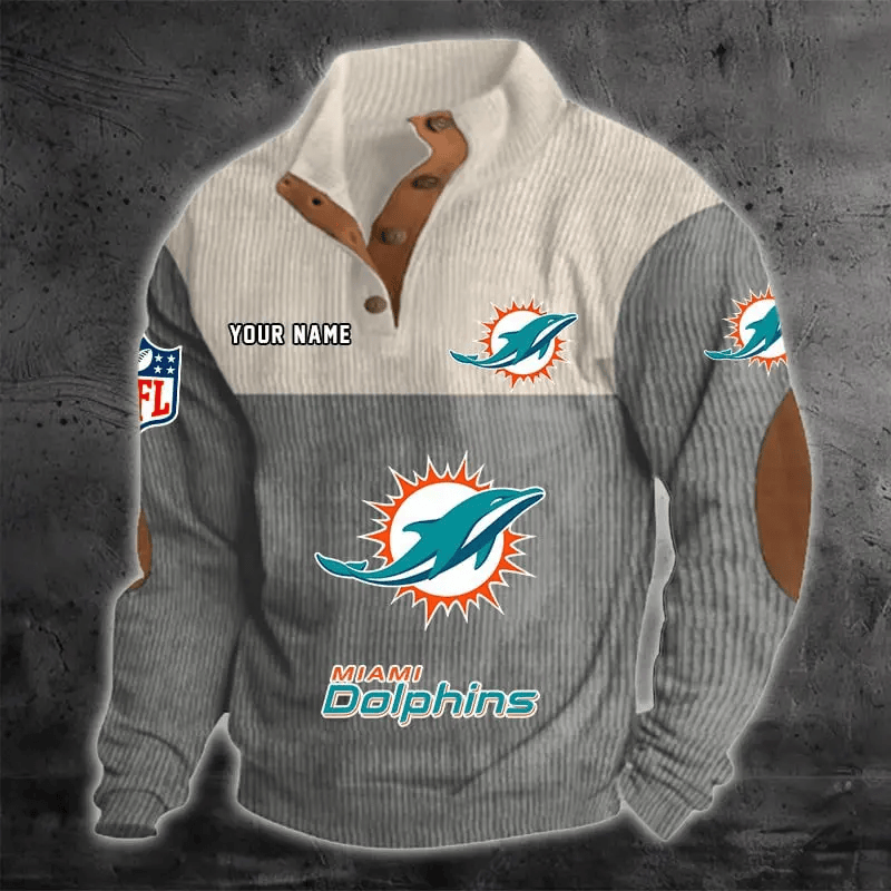 Miami Dolphins S9DBSCH1220 Color Block Stand Collar Sweatshirt
