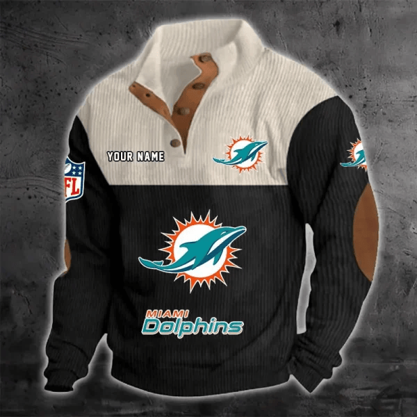 Miami Dolphins S9DBSCH1220 Color Block Stand Collar Sweatshirt