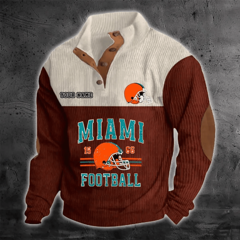 Miami Dolphins S9DBSCH1188 Color Block Stand Collar Sweatshirt