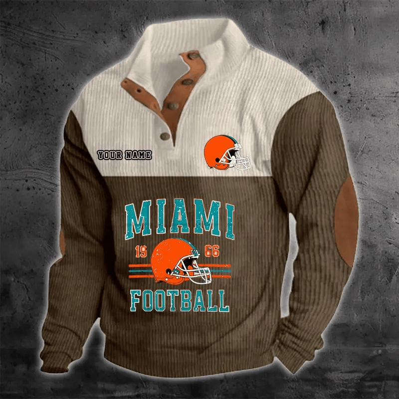 Miami Dolphins S9DBSCH1188 Color Block Stand Collar Sweatshirt