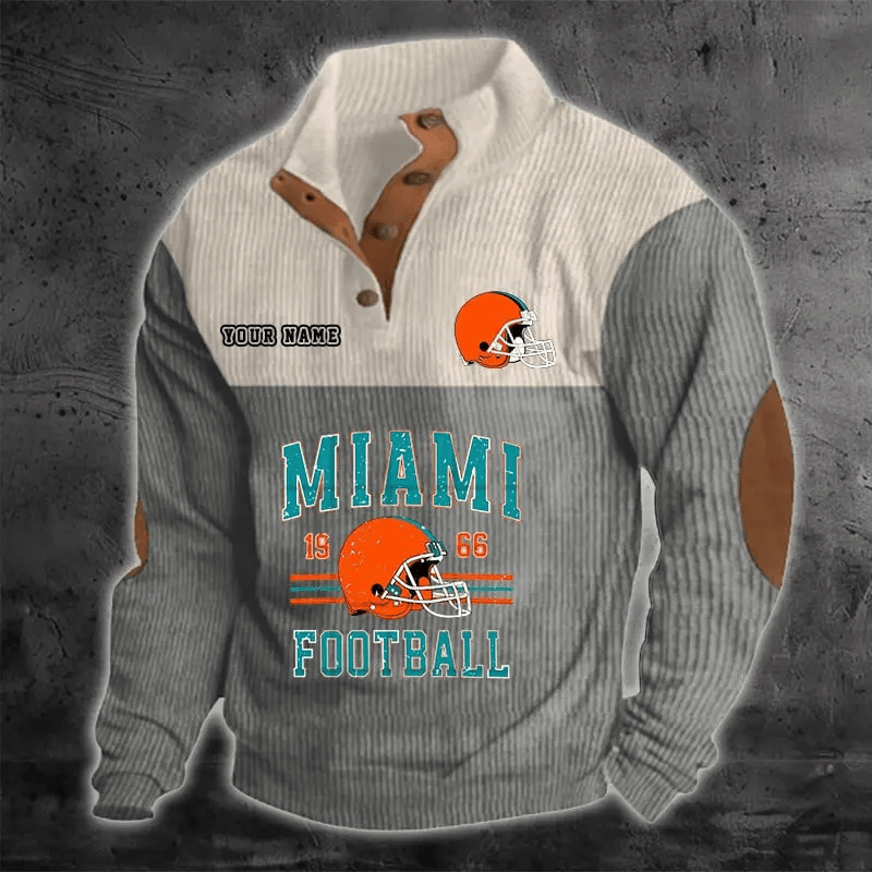 Miami Dolphins S9DBSCH1188 Color Block Stand Collar Sweatshirt