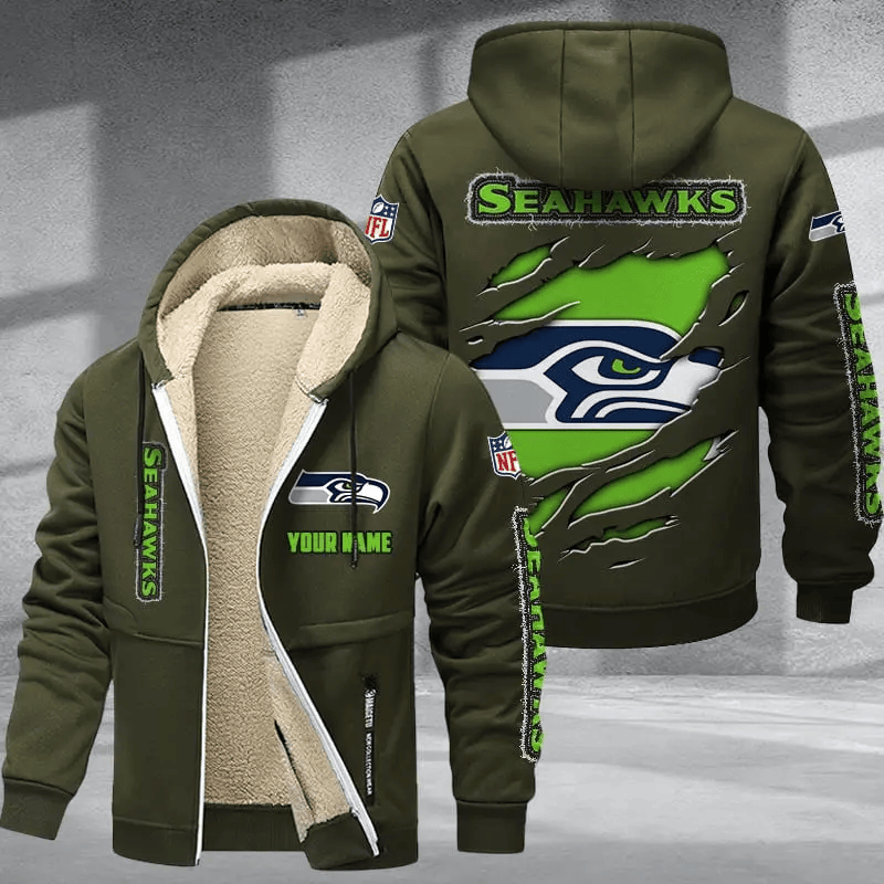 Seattle Seahawks DMTZ0382 Premium Thick Zip-Up Hoodie