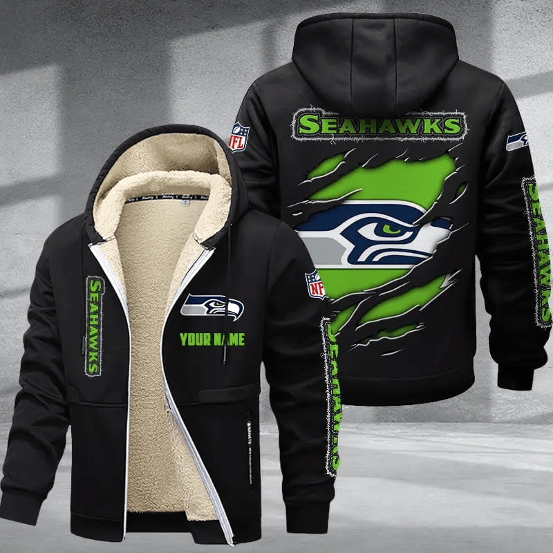 Seattle Seahawks DMTZ0382 Premium Thick Zip-Up Hoodie