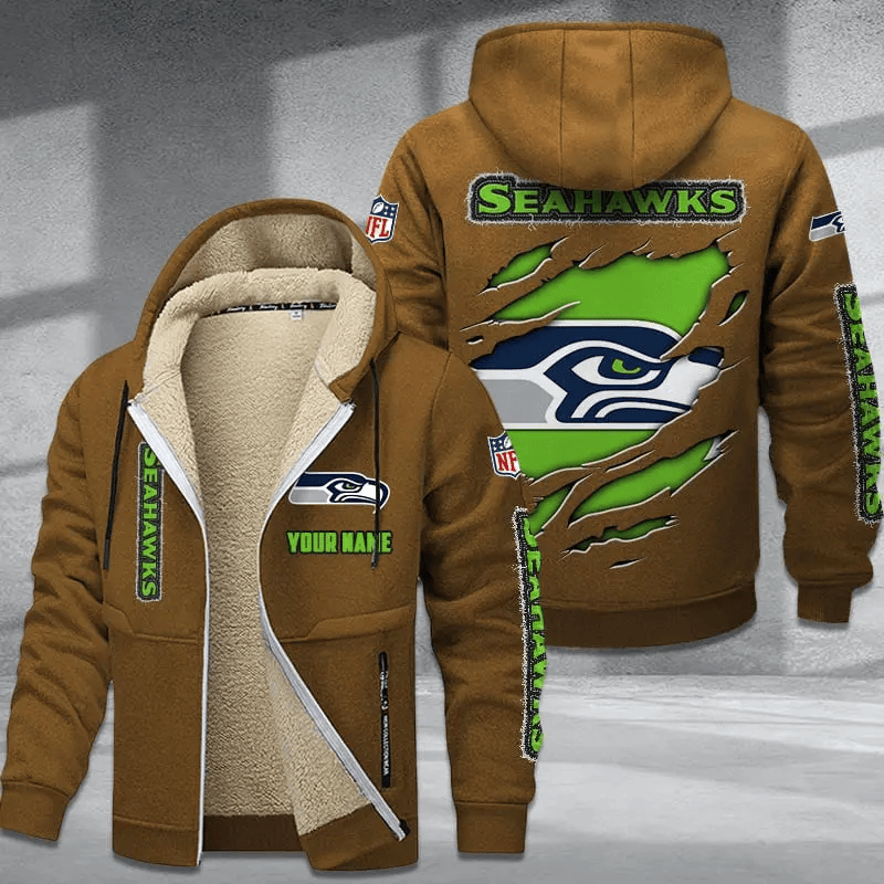 Seattle Seahawks DMTZ0382 Premium Thick Zip-Up Hoodie