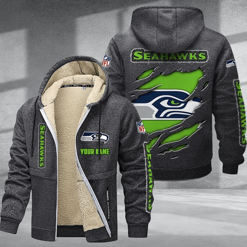 Seattle Seahawks DMTZ0382 Premium Thick Zip-Up Hoodie
