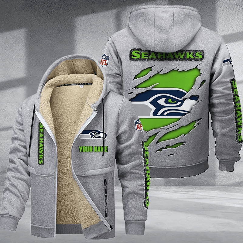Seattle Seahawks DMTZ0382 Premium Thick Zip-Up Hoodie