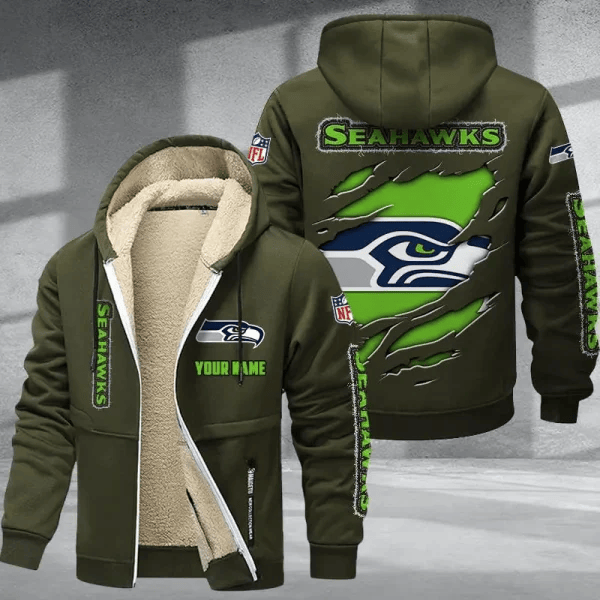 Seattle Seahawks DMTZ0382 Premium Thick Zip-Up Hoodie