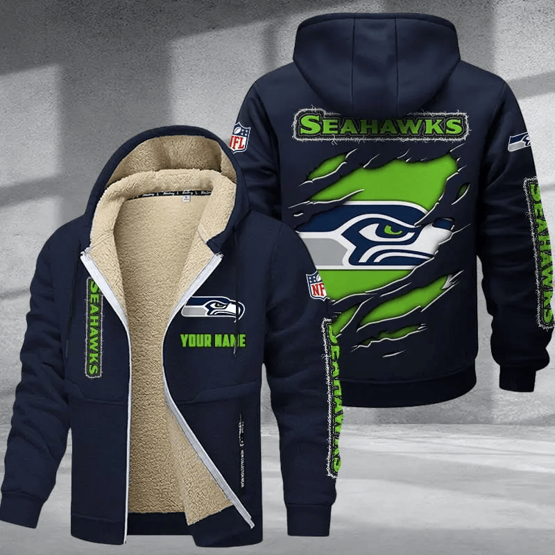 Seattle Seahawks DMTZ0382 Premium Thick Zip-Up Hoodie