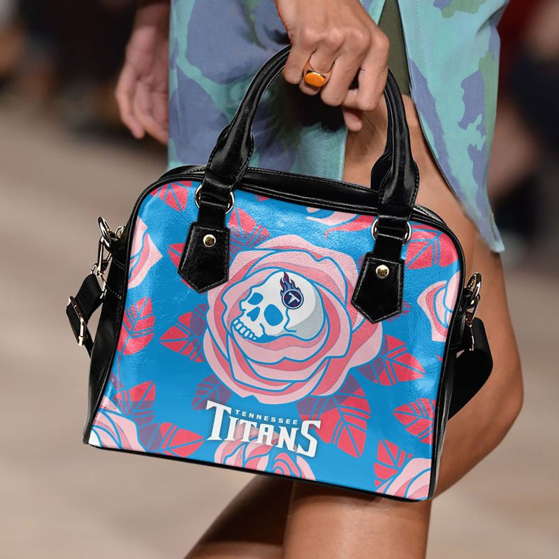 Tennessee Titans Skull and Rose Pattern Limited Edition Lady Leather Handbag NLA052515