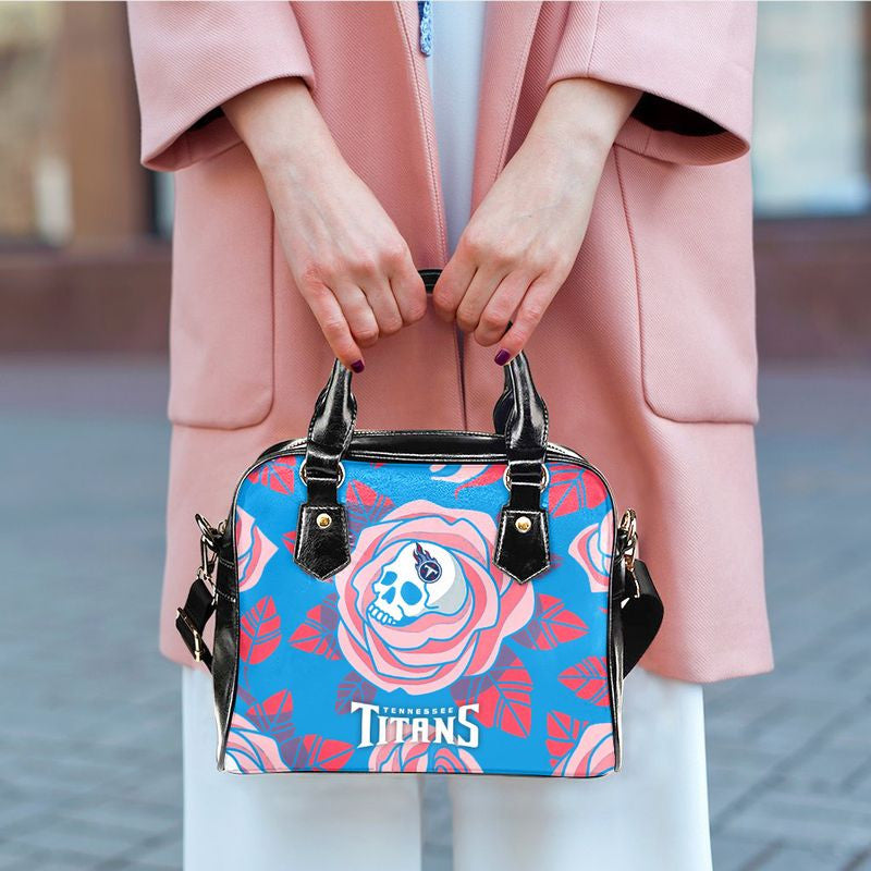 Tennessee Titans Skull and Rose Pattern Limited Edition Lady Leather Handbag NLA052515