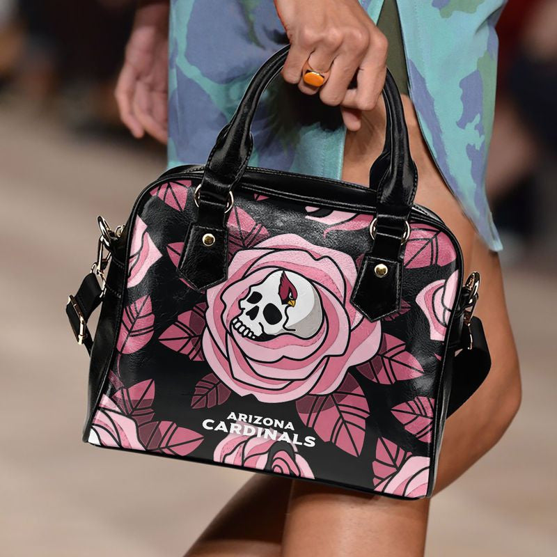 Arizona Cardinals Skull and Rose Pattern Limited Edition Lady Leather Handbag NLA052526