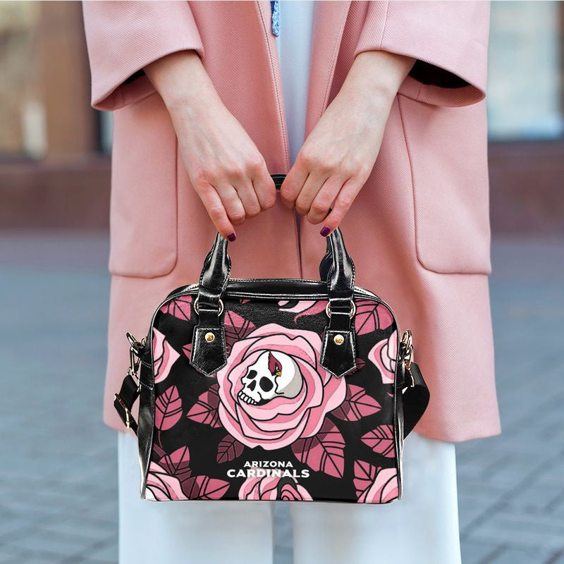 Arizona Cardinals Skull and Rose Pattern Limited Edition Lady Leather Handbag NLA052526