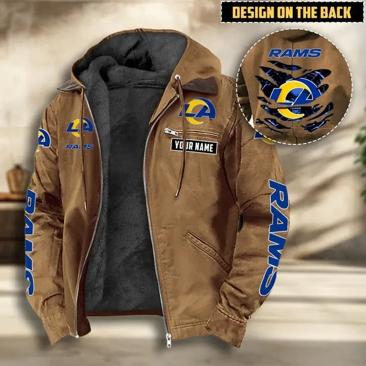 Los Angeles Rams Men's Casual Padded Jacket Hooded VITHCJ166