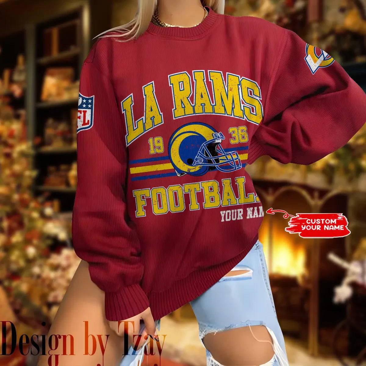 Los Angeles Rams Personalized Fashion Design New Woolen Sweater  BGSWT305