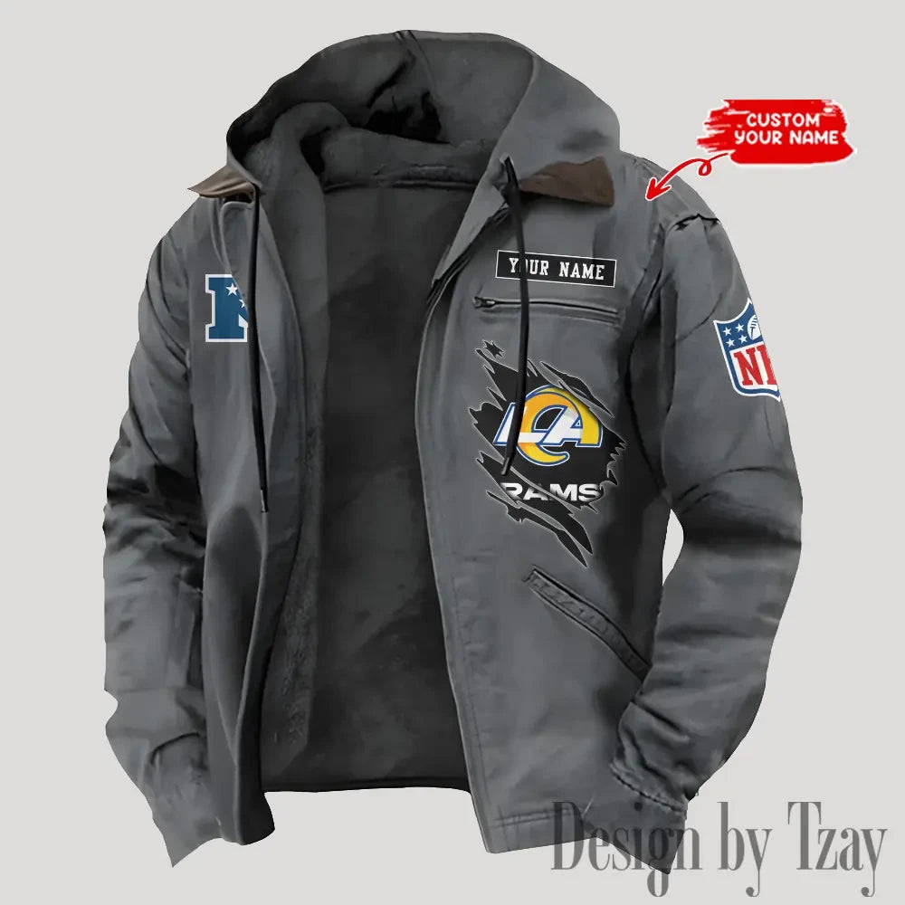 Los Angeles Rams Men's Casual Padded Jacket Hooded Trending 2026 SPTPJH148