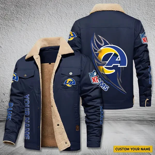 Los Angeles Rams Personalized Men's Winter Cargo Jacket Fur Collar Fleece S9WCJ019