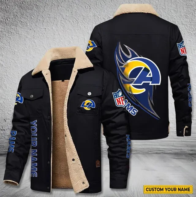 Los Angeles Rams Personalized Men's Winter Cargo Jacket Fur Collar Fleece S9WCJ019