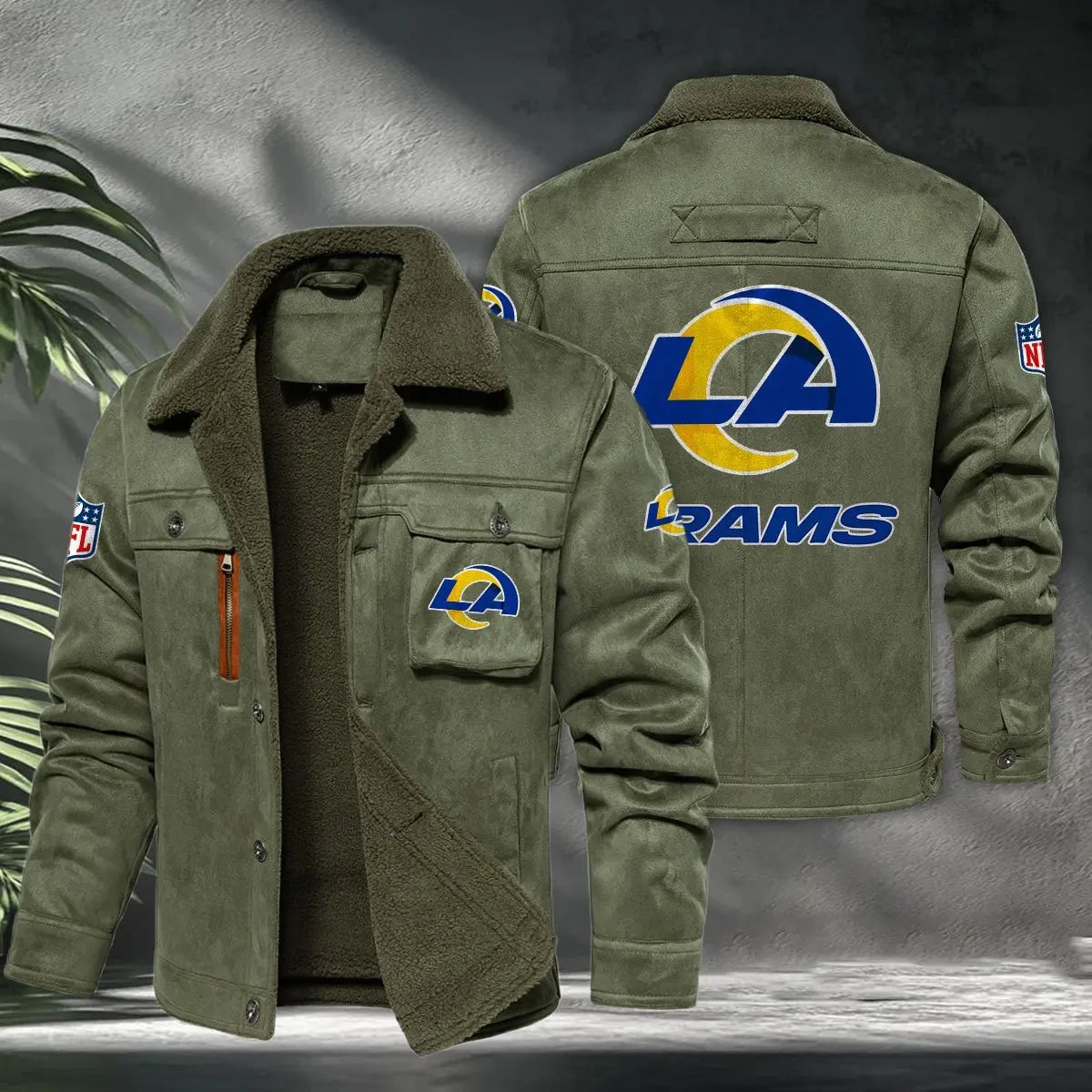 Los Angeles Rams PURHLA019 Fur Collar Winter Casual Jacket