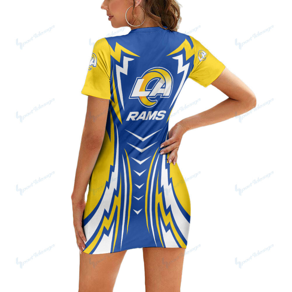 Los Angeles Rams Short Sleeve Bodycon Mini Dress BG294