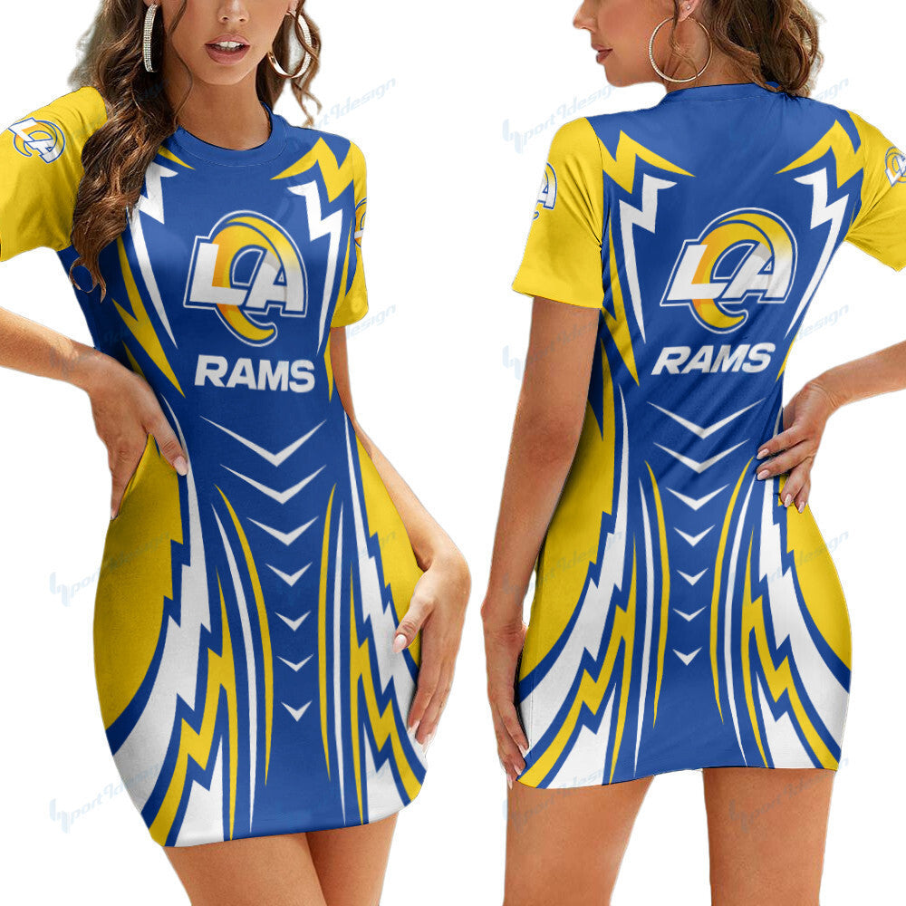 Los Angeles Rams Short Sleeve Bodycon Mini Dress BG294