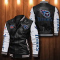 Signature Series Leather Jacket — Plush Sherpa Lining Tennessee Titans HVKE1038