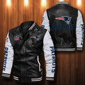 Signature Series Leather Jacket — Plush Sherpa Lining New England Patriots HVKE1028