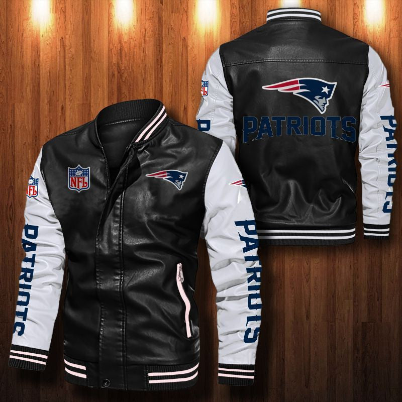Signature Series Leather Jacket — Plush Sherpa Lining New England Patriots HVKE1028