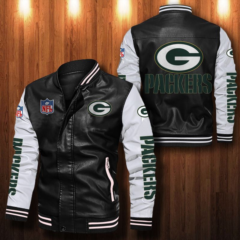 Signature Series Leather Jacket — Plush Sherpa Lining Green Bay Packers HVKE1019