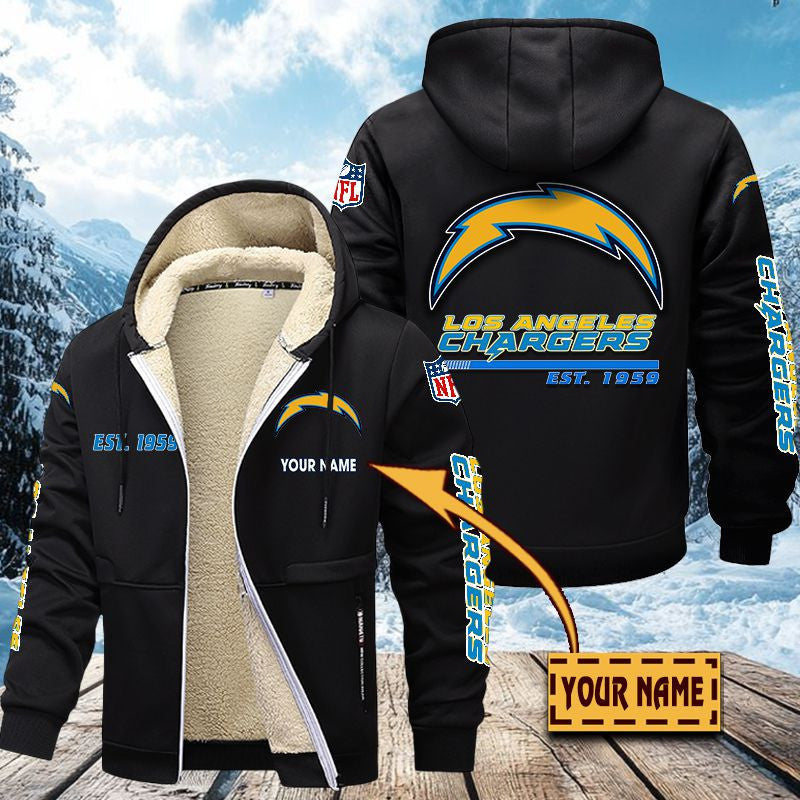 Premium Sherpa-Lined Winter Hoodie – Personalized Edition Los Angeles Chargers VITZC087