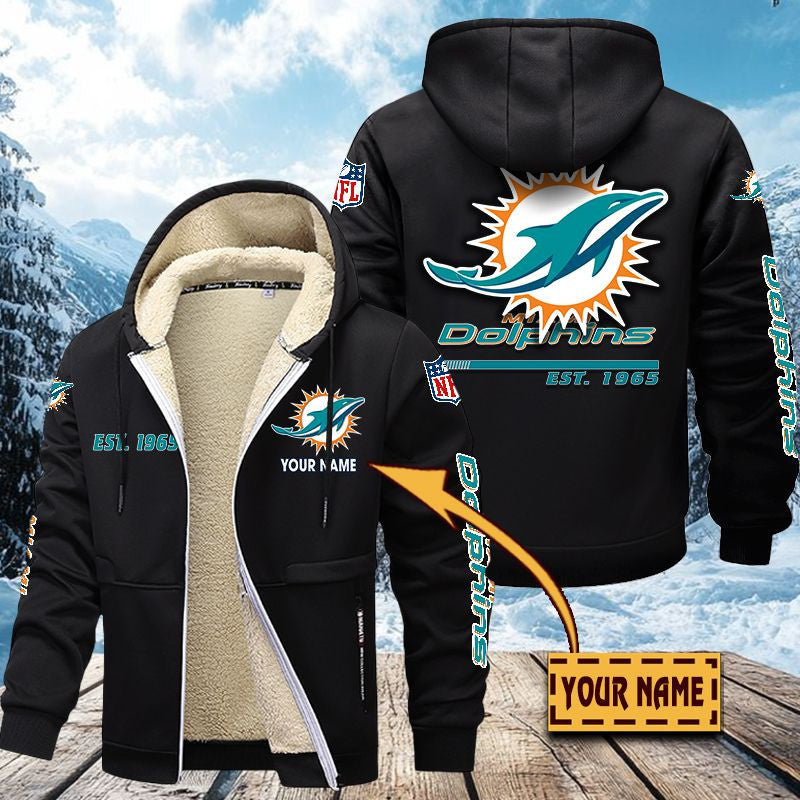 Premium Sherpa-Lined Winter Hoodie – Personalized Edition Miami Dolphins VITZC089